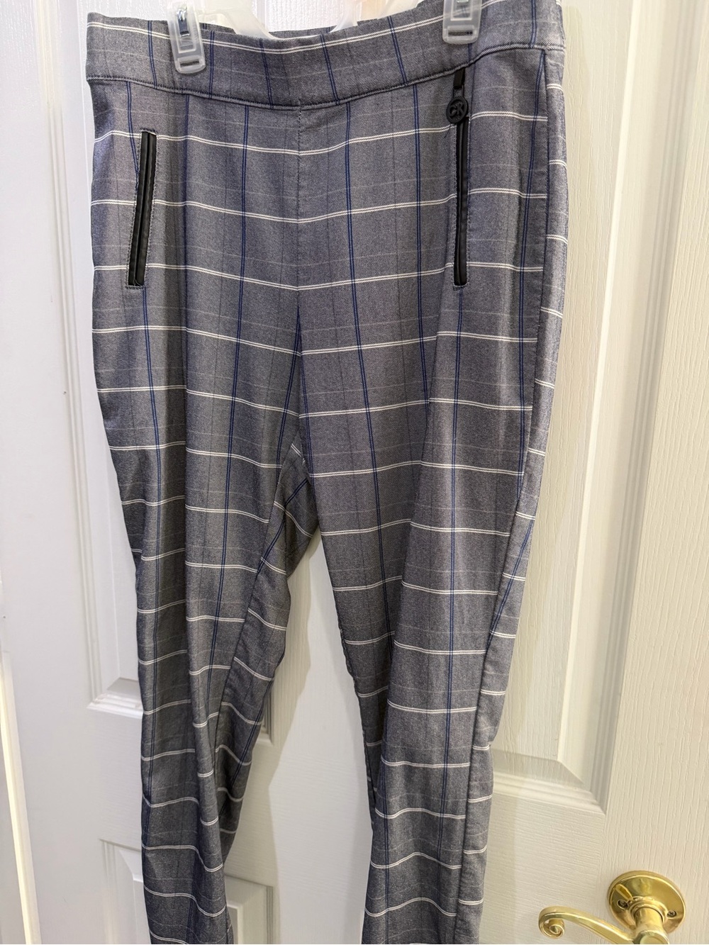 Calvin Klein Gray Plaid Pants with Blue Windowpane